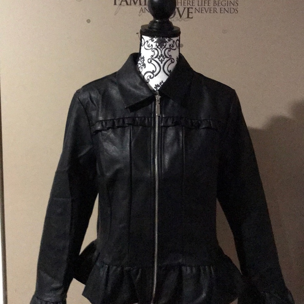 Designer nan made leather look jacket
